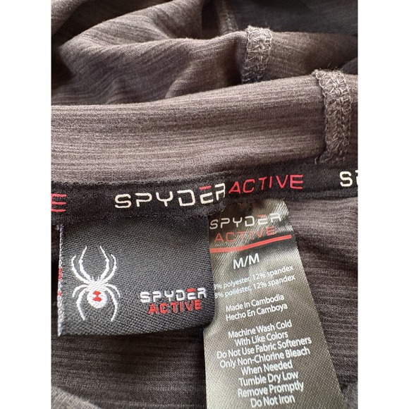 Spyder Active ProWeb Hoodie Mens Medium Gray Stretch Kangaroo Pocket‎ Pullover - Picture 3 of 5